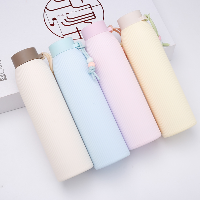 Bình nước giữ nhiệt kiểu sọc 320ml chịu nhiệt đến 75 độ C độ bám chắc chắn an toàn khi sử dụng