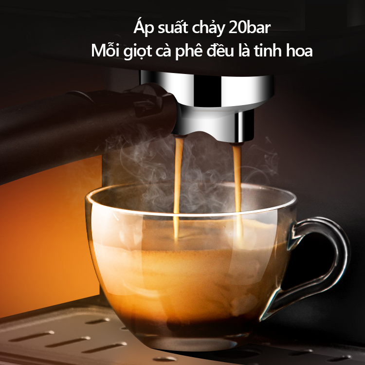 Máy pha cà phê espresso tiêu chuẩn với áp suất 20 bar, dễ dàng chạm vào chế độ một cốc hai cốc -Máy pha cà phê bằng thép không gỉ
