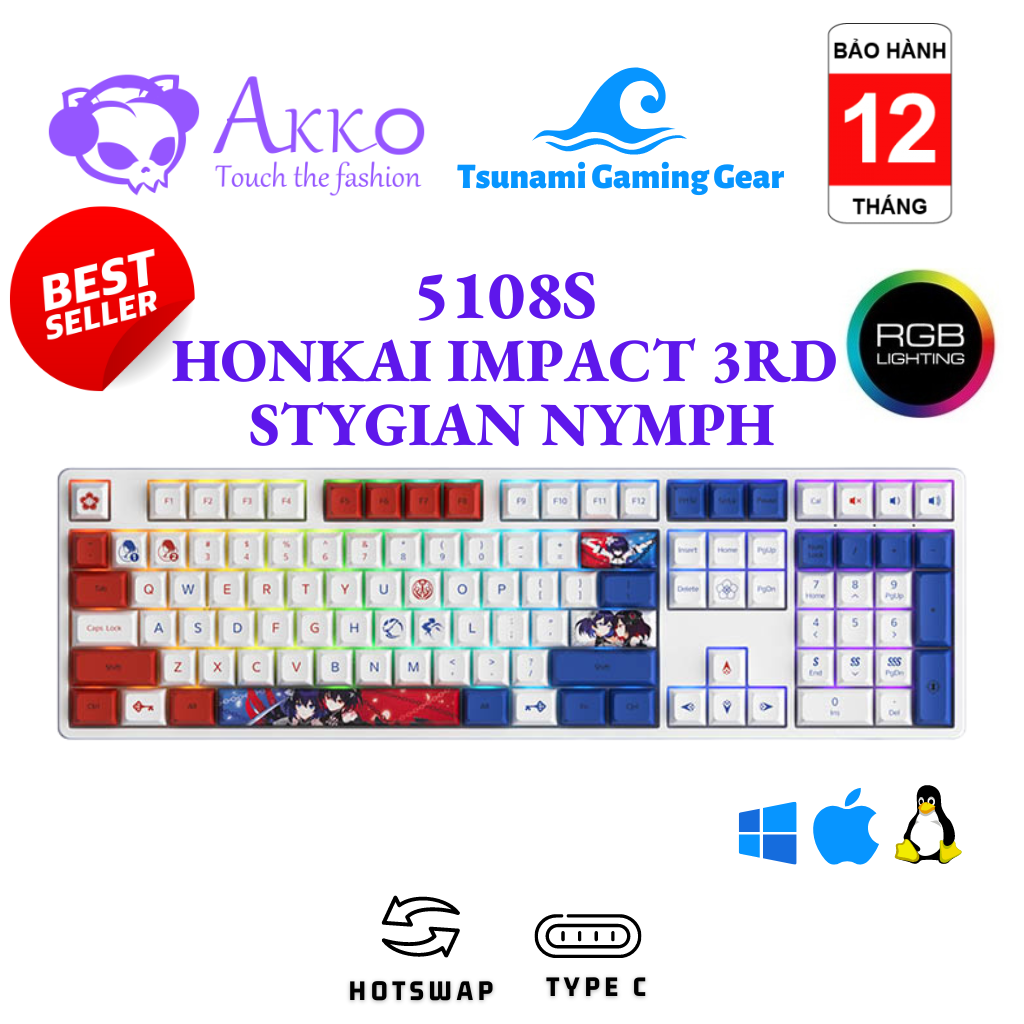 Bàn phím cơ AKKO 5108S Honkai Impact 3rd – Stygian Nymph | Hotswap | RGB | AKKO Crystal Switch