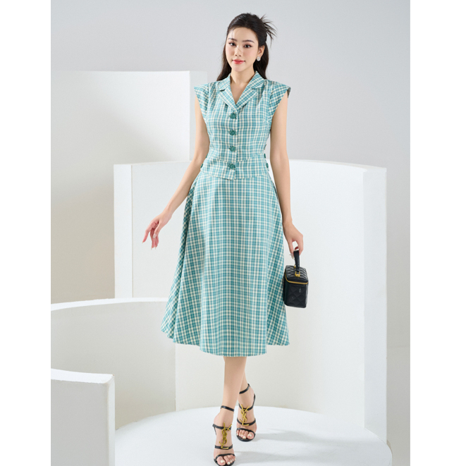 Chỉ 12-14/12 sale 70% set công sở áo sát nách cổ vest phối chân váy xòe orchid - ah13x161