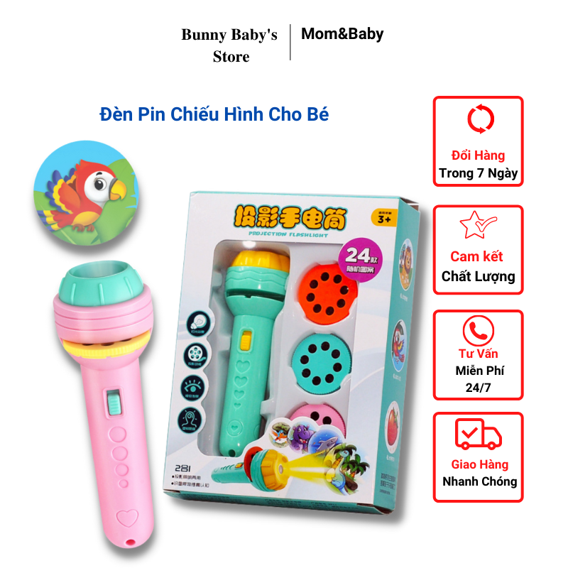 Đồ Chơi Trẻ Em,Đèn Pin Chiếu Hình Full Bộ 24 Hình Cho Bé Thoả Thích Khám Phá - BunnybabyStore