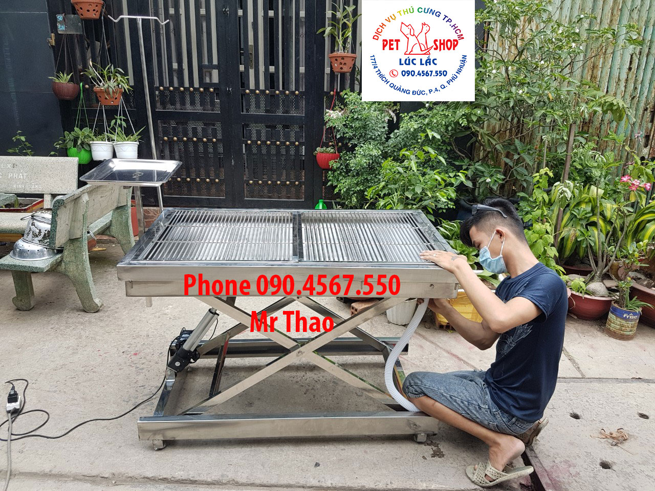 Bàn Inox làm đẹp thú cưng, bàn phẫu thuật cho Chó Mèo