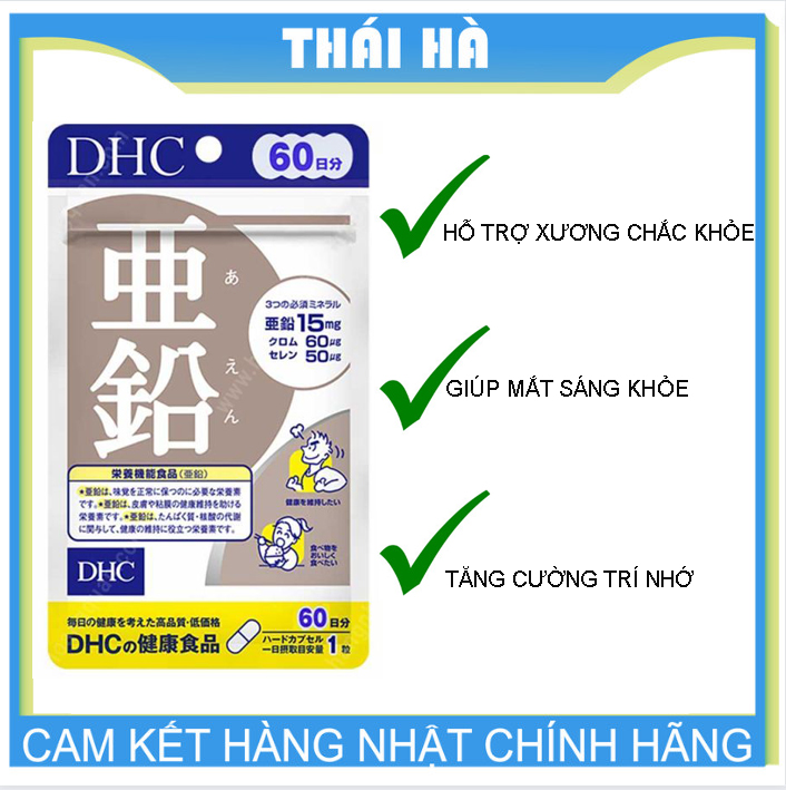 Viên Uống DHC Kẽm Nhật Bản 60 Viên Tăng Cường Hệ Miễn Dịch Ngăn Ngừa Cảm Cúm Giúp Tóc Làn Da Chắc Khỏe Cải Thiện Sức Khỏe Não Bộ...