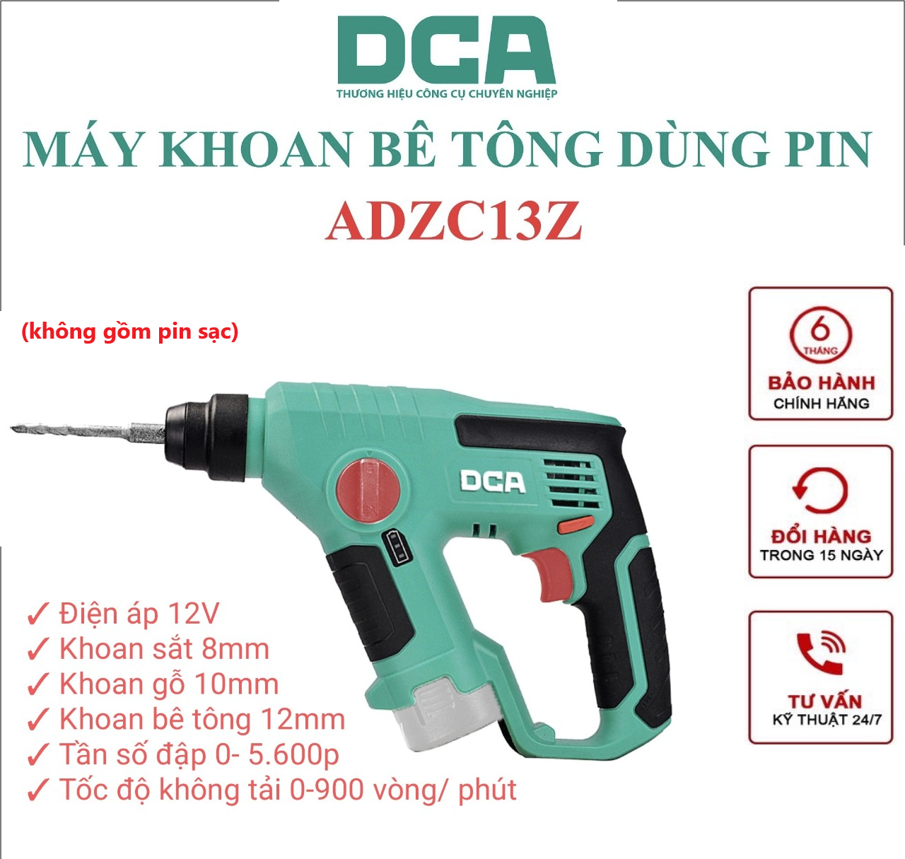 Máy khoan bê tông dùng pin 12v dca adzc13z