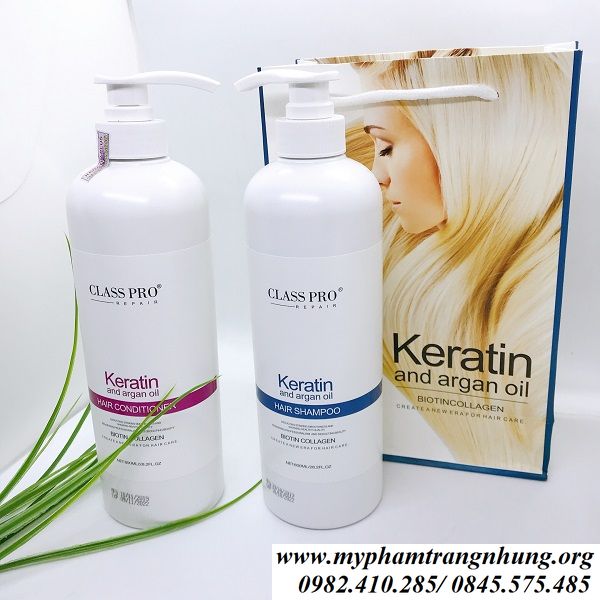 Cặp dầu gội xả class pro keratin chuyên phục hồi mềm mượt 800ml x 2