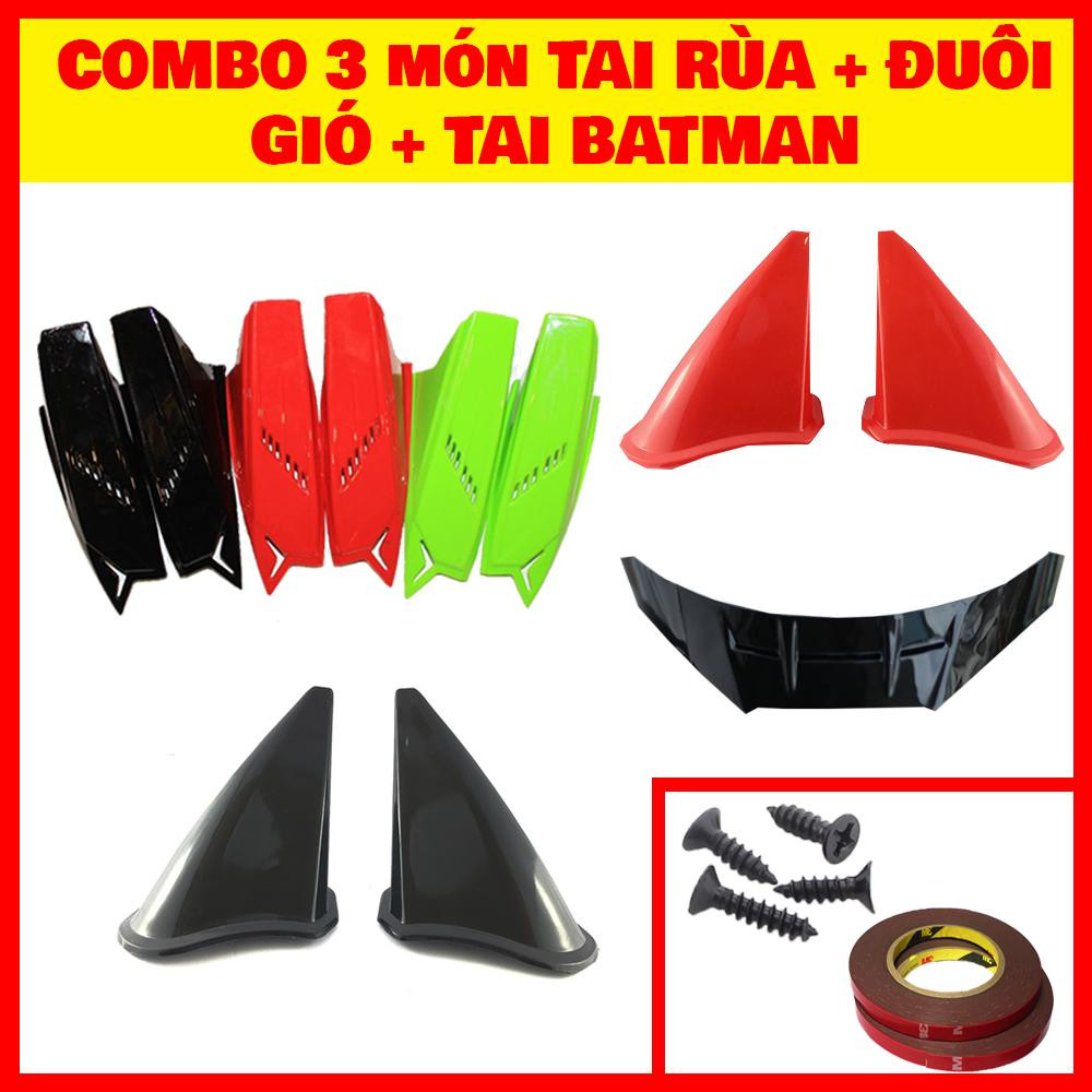 Combo 3 món phụ kiện gắn nón sừng rùa + sừng batman + đuôi gió)