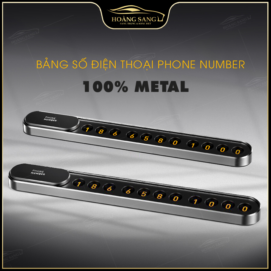 Bảng số điện thoại ô tô, thẻ ghi số điện thoại gắn taplo xe hơi, bảng ghi số điện thoại trên ô tô chất liệu metal cao cấp - có bảng số dự phòng, có thể thay đổi số
