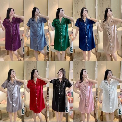 Đồ bộ Pijama nữ bộ váy ngủ giả lụa không nhăn mát mịn siêu xinh Hàn siêu mát mịn AT001