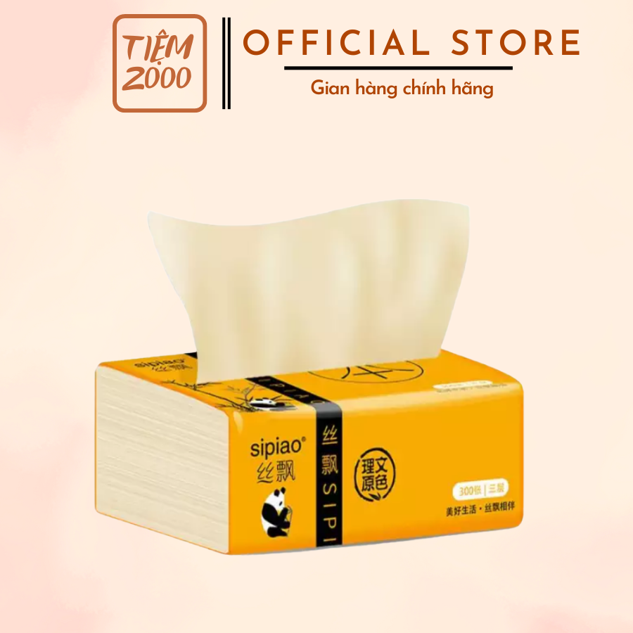 Giấy Ăn Gấu Trúc Sipao, Khăn Giấy Tre YCOOL, Túi 300 Tờ, Không Màu, Không Mùi, Dai