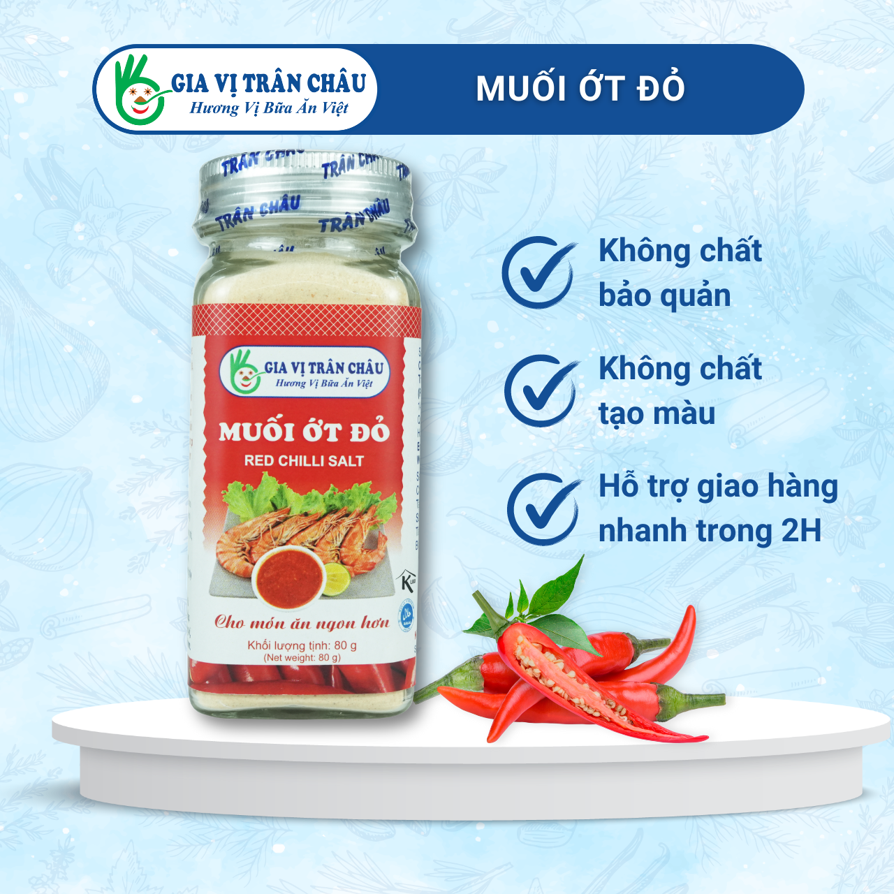 Muối ớt đỏ sấy thăng hoa công nghệ cao | Gia Vị Trân Châu