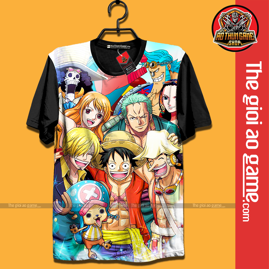 Áo One Piece Luffy Nhóm Mũ Rơm v2 3D Đen, Áo Thun Luffy Màu Đen NMRv2 Phông Unisex Nam Nữ Tay Ngắn Forn Rộng Vải Mềm Mại Mặc Thoáng Mát - Mã SP: NMRv2 AF