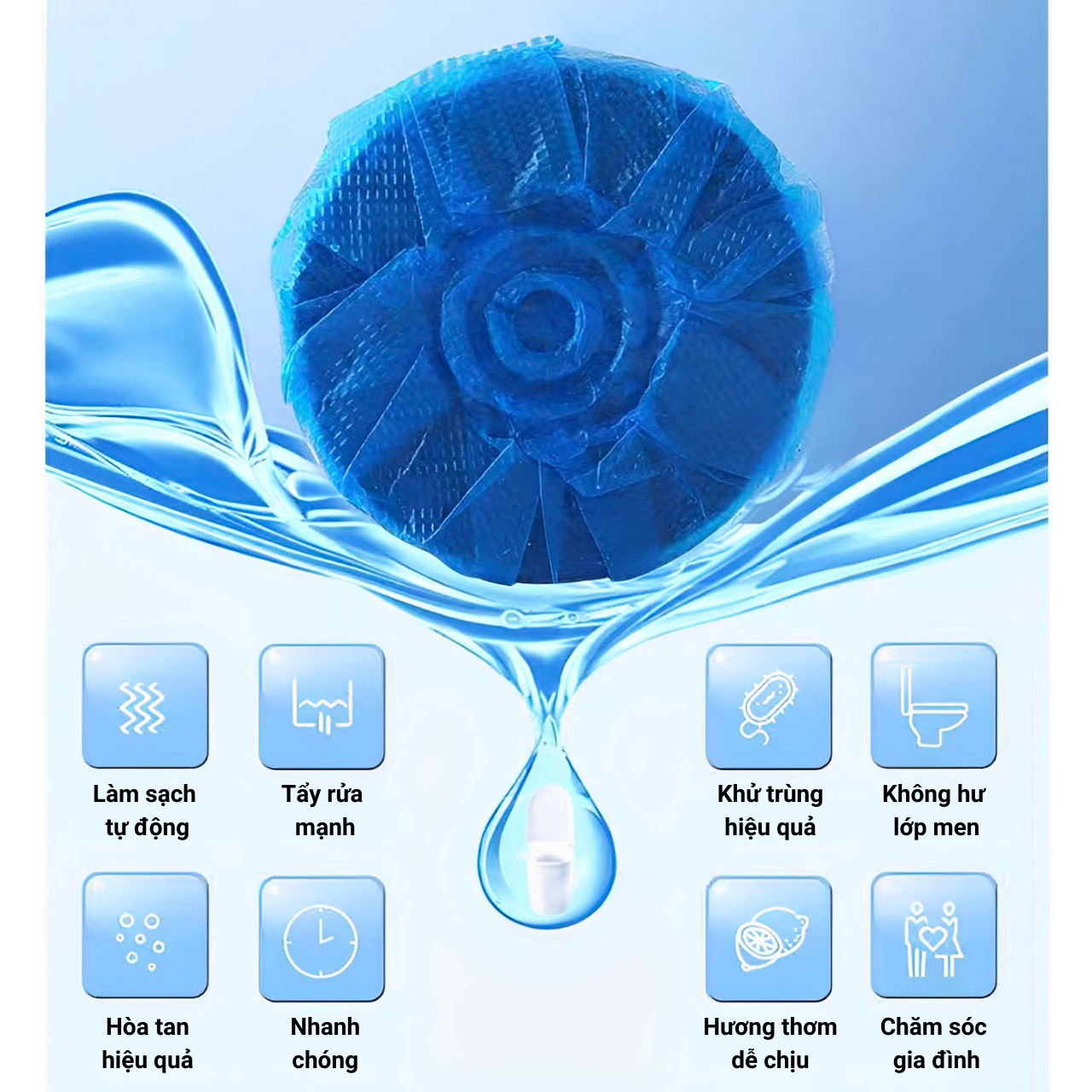 Viên tẩy bồn cầu thơm sạch khử mùi hương chanh, viên thả bồn cầu khử mùi khử khuẩn, cục tẩy bồn cầu - Huy Tưởng