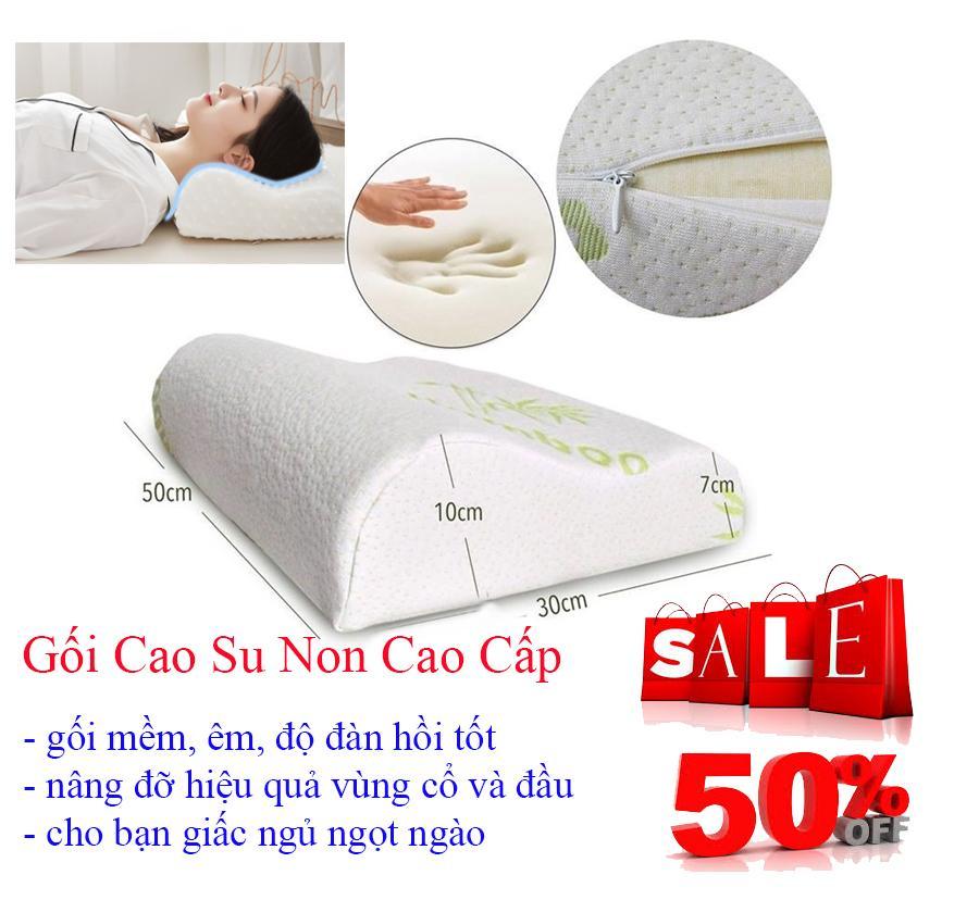Gối Cao Su Non, Gối Cao Su Non Nhật Bản, Nâng Đỡ Đốt Sống Cổ, Giảm Ngáy Ngủ, Êm Ái, Tiện Lợi với 2 Chế Độ Kê Cao, Thấp, Phù Hợp Mọi Lứa Tuổi.