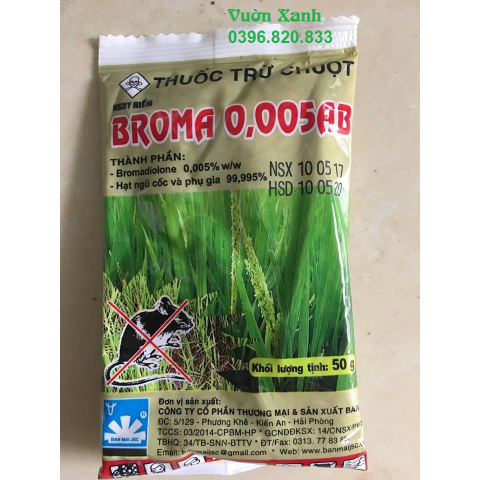 Bả diệt chuột trộn thóc broma 50gr