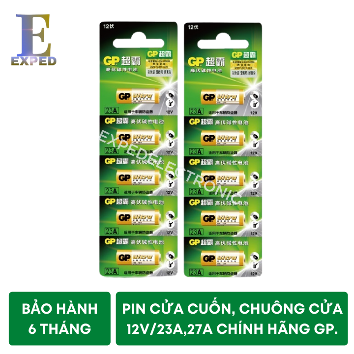 Vỉ 5 viên pin 12v 23a / 27a hãng gp pin điều khiển cửa cuốn, remote - exped
