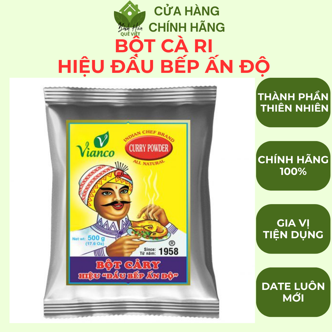 Bột Cà Ri Hiệu Đầu Bếp Ấn Độ / Indian Chef Curry Powder / Chính Hãng Vianco (Việt Ấn) - Gói 500gr Hàng Xuất Khẩu