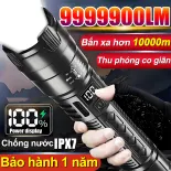 Đèn pin P50 siêu sáng chiếu xa 10000m có Zoom xa gần chống nước IPX7 Màn hình hiển thị điện lượng thông minh 3 cách mod ánh sáng pin trâu đèn pin siêu sáng đèn cắm trại đèn cầm tay
