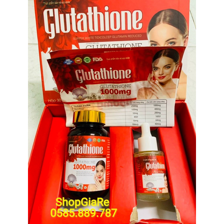 Glutathione 1000mg cung cấp đổ ẩm cho da, làm đẹp da sáng da nám da vàng da chỗng lão hoá dacollagen