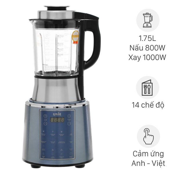 Máy làm sữa hạt đa năng Unie V6S tổng công suất 1800W dung tích 1.75L, cối thủy tinh, nắp gioăng cao su chống trào mới, Bảo hành 24 tháng chính hãng