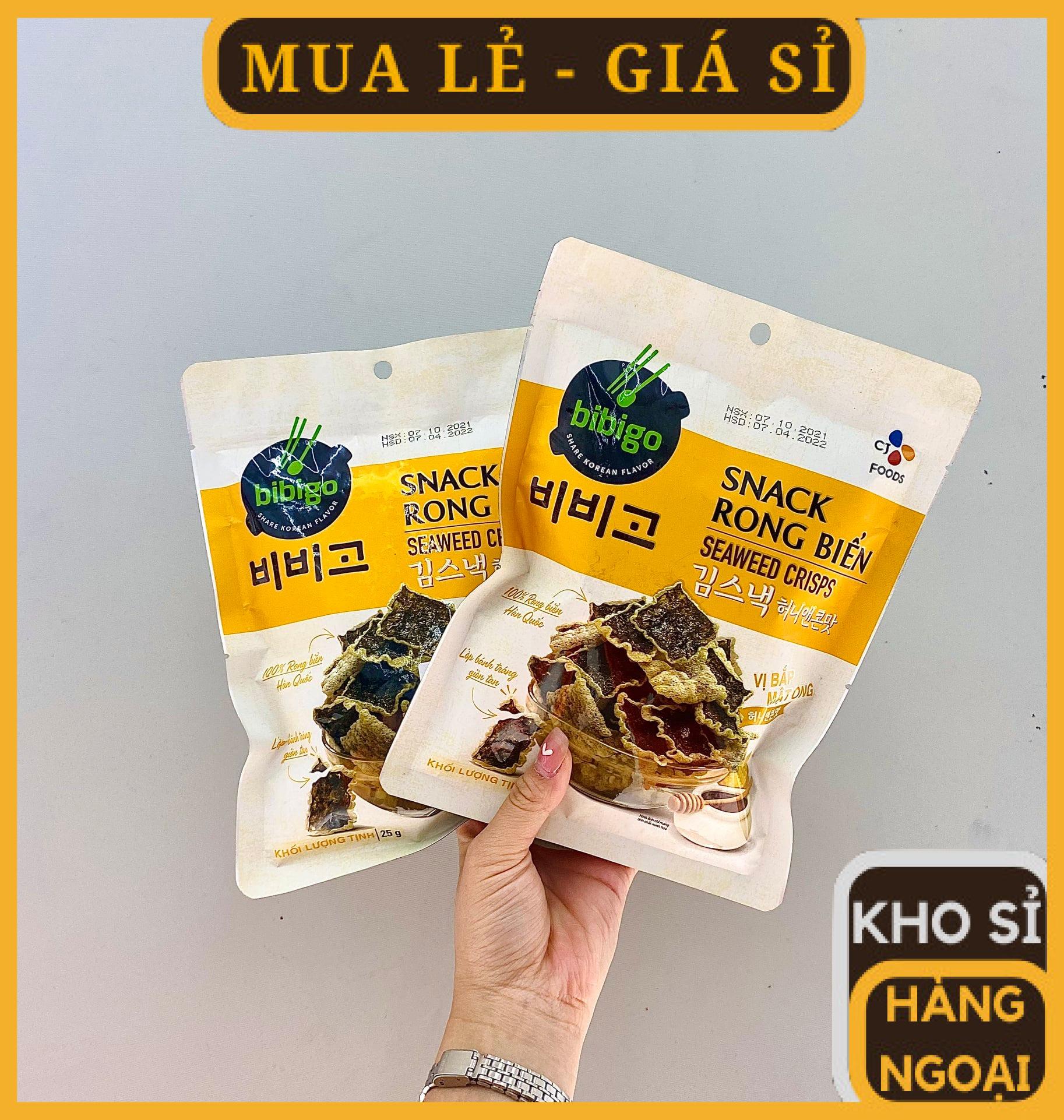 Snack rong biển Bibigo ăn liền vị bắp + mật ong siêu ngon gói 25g