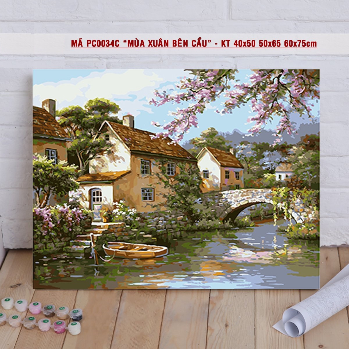 KHUNG 1.6 CM- Tranh sơn dầu số hóa rẻ,đẹp, size 40x50TẶNG KHĂN,tranh tô màu theo số- ĐÃ CĂNG KHUNG,CÓ SƠN BÓNG-MÀU-3CỌ