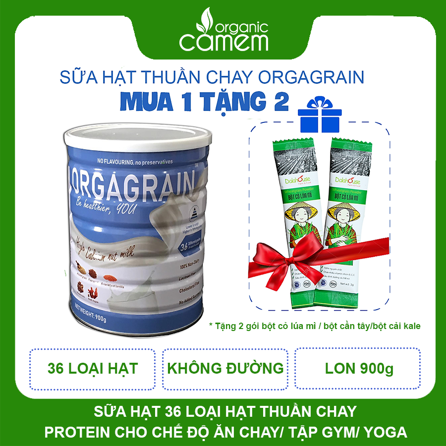 FREESHIP -Sữa 36 loại hạt - Sữa Hạt Orgagrain, Lon 900g - Sữa cho người ăn chay - Sữa cho người tập gym - Sữa cho người tập yoga