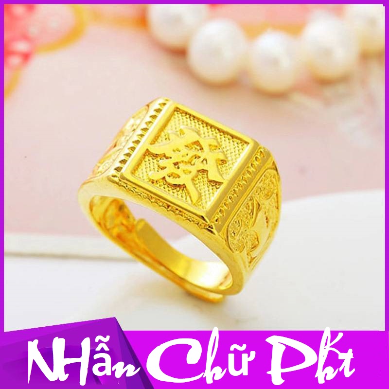 [HCM]Nhẫn Nam Chữ Phát  Mạ Vàng May Mắn Phát Tài Phát Lộc   RBPHAT2