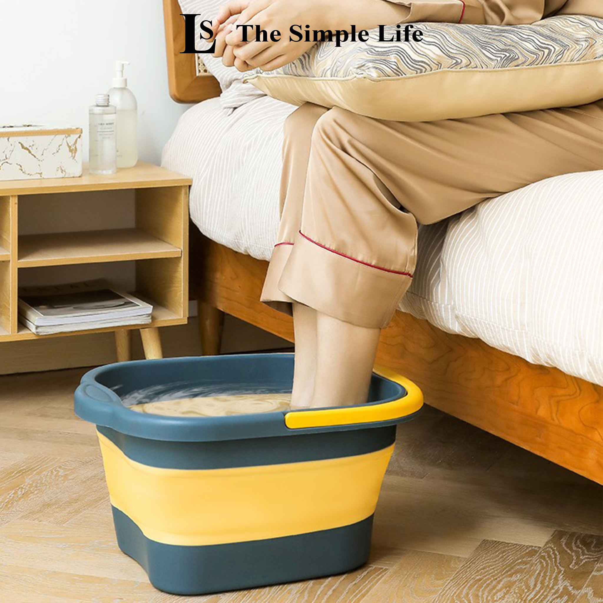 Chậu ngâm chân gấp gọn, thau, chậu, bồn ngâm chân massage có tay cầm thư giản bằng silicon cao cấp xếp gọn CHÍNH HÃNG
