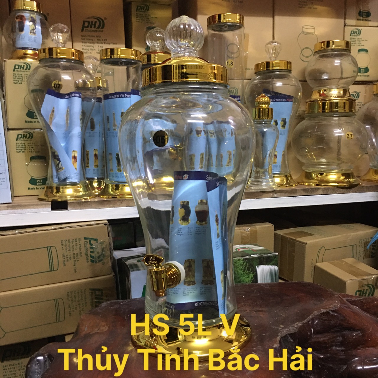 [HCM]BÌNH THỦY TINH VÀ HŨ SÂM NGÂM RƯỢU 5L CÓ VAN- THỦY TINH BẮC HẢI