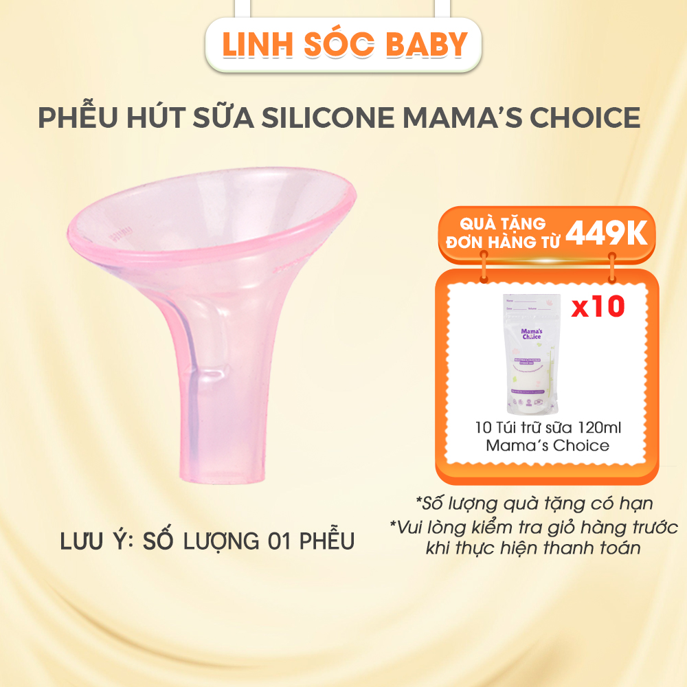 Phễu hút sữa silicon Mama's Choice chính hãng an toàn | Dùng cho máy Medela, Spectra, Avent, Unimom, Rozabi, Cimilre (1 CÁI)