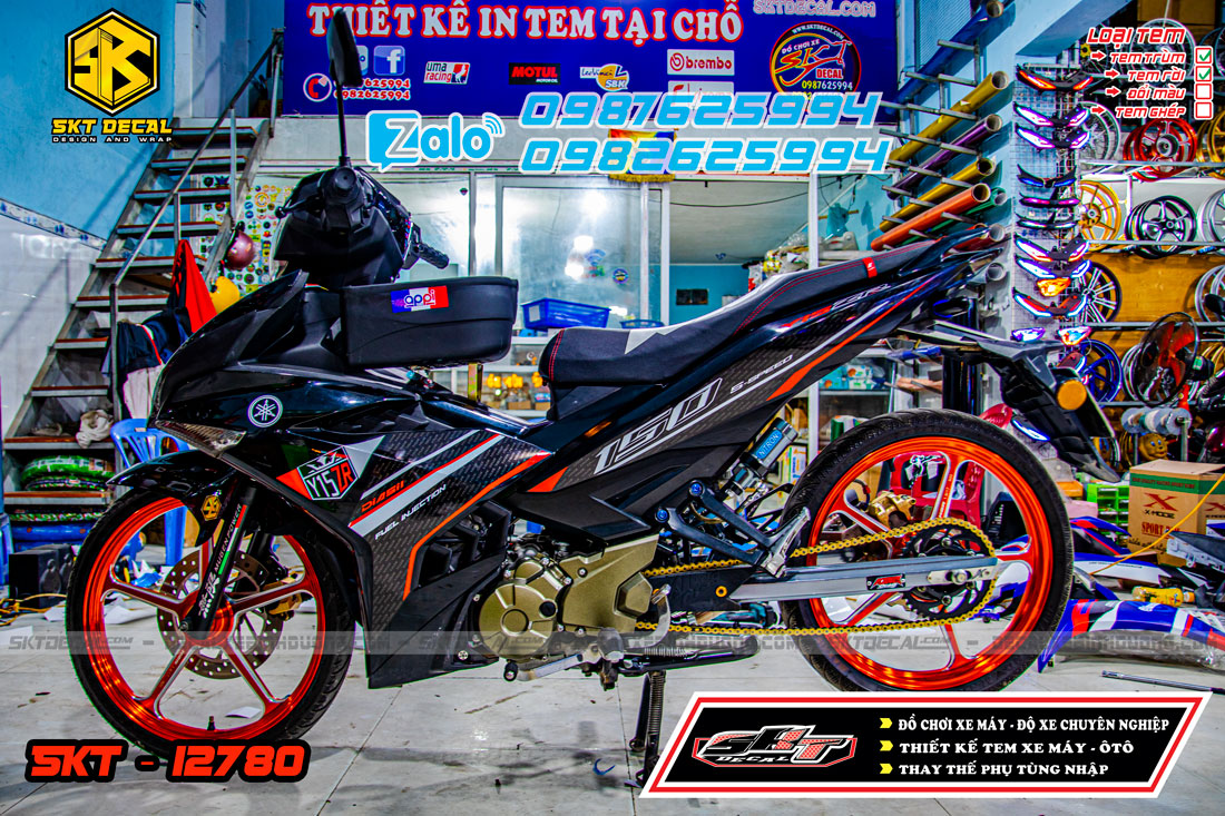 Tem rời exciter 150 đen đỏ bạc y15zr