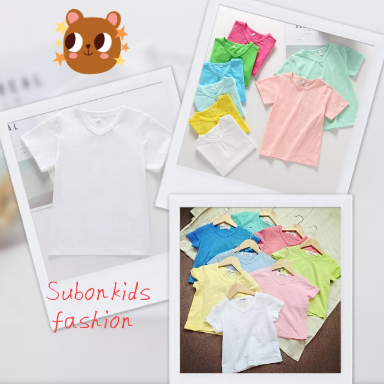 Áo thun bé gái,bé trai,cotton xượt cổ tim ❤️ siêu mát cho bé gái màu sắc dễ thương _