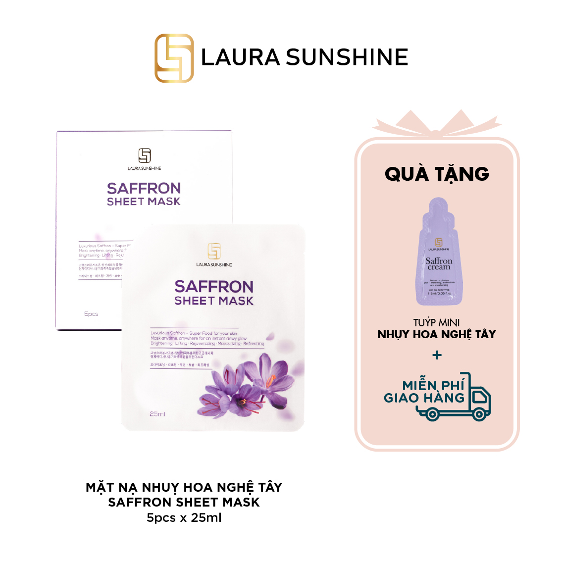 Mặt nạ nhụy hoa nghệ tây 2 lớp - Saffron Sheet Mask - Laura Sunshine