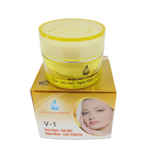 Kem Nám - Đồi mồi - Ngừa nhăn - Làm trắng da Ngọc trai đen - Sữa ong chúa Nhật Việt V1 8g (Vàng - Xám)
