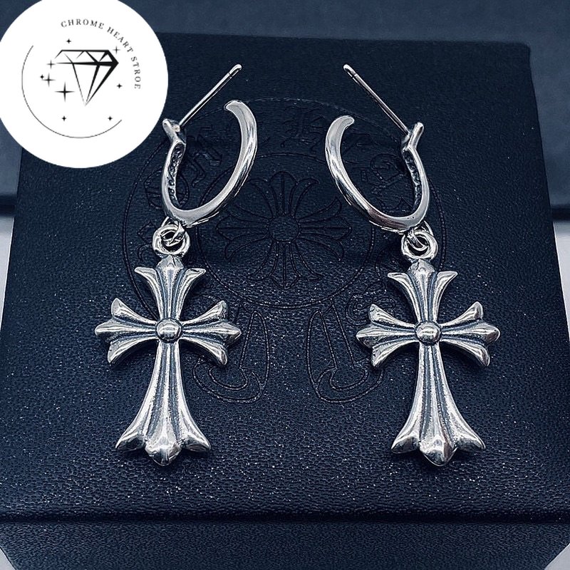 Bông tai Chrome Heart Big Cross bạc 925 cao cấp fullbox.