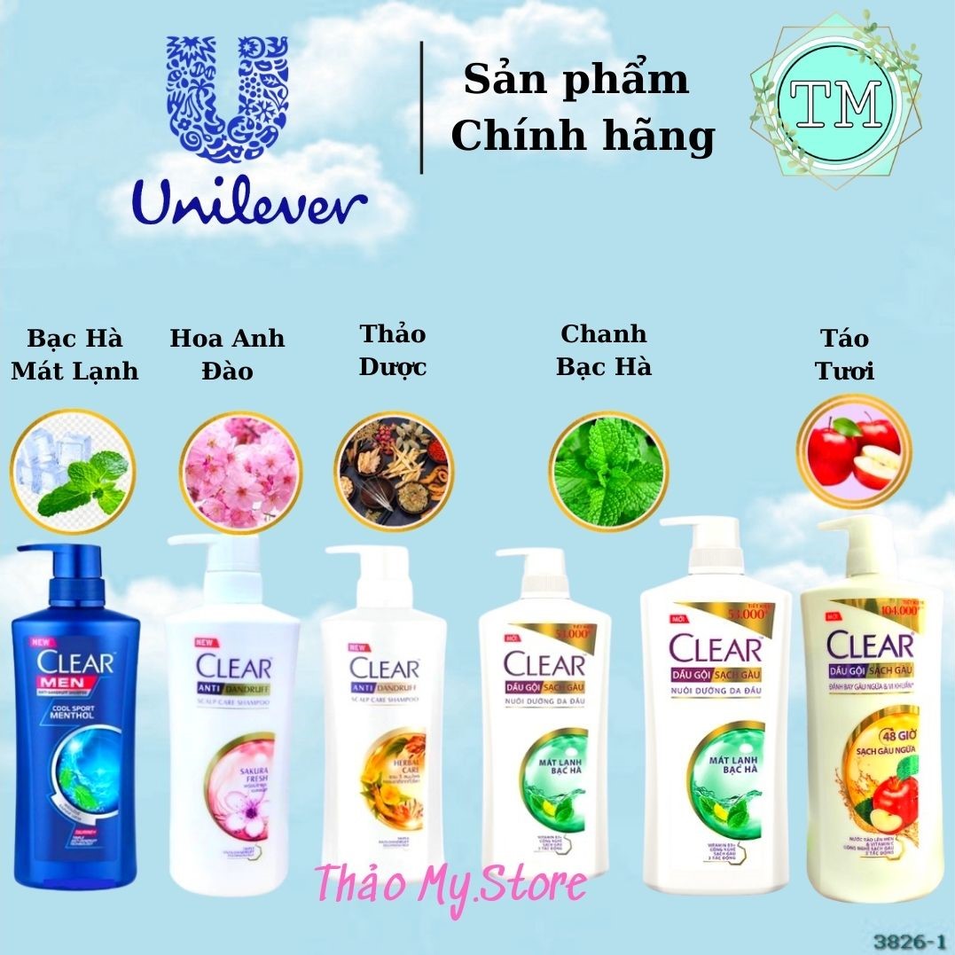 Dầu gội đầu clear men và clear đủ loại 650ml & 900ml đánh bay gàu ,ngứa và ngăn rụng tóc