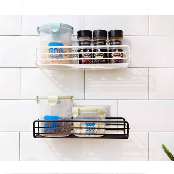 Kệ để đồ nhà tắm kim loại hình chữ nhật đựng đồ đa năng dán tường siêu tiện dụng