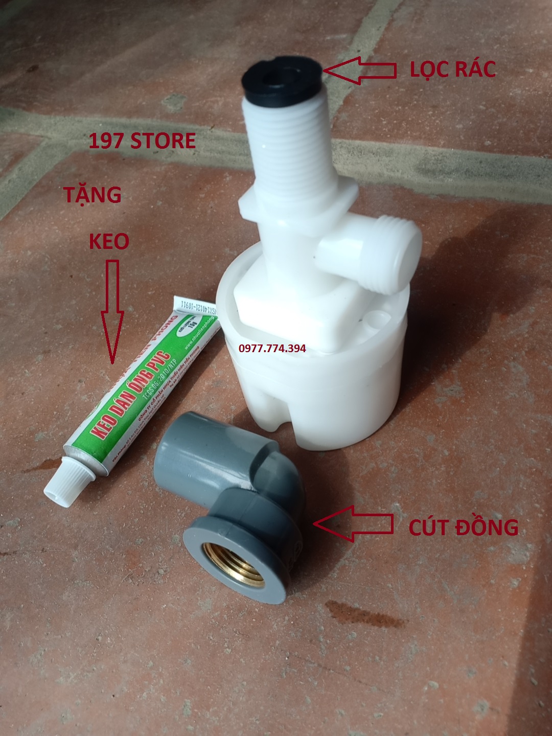 Van phao cơ thông minh thế hệ mới chống tràn tự động TẶNG KÈM 1 LỌC RÁC+ 1 CÚT REN TRONG CHỮ L PHI 21 + 1 keo pvc( van phao đứng)