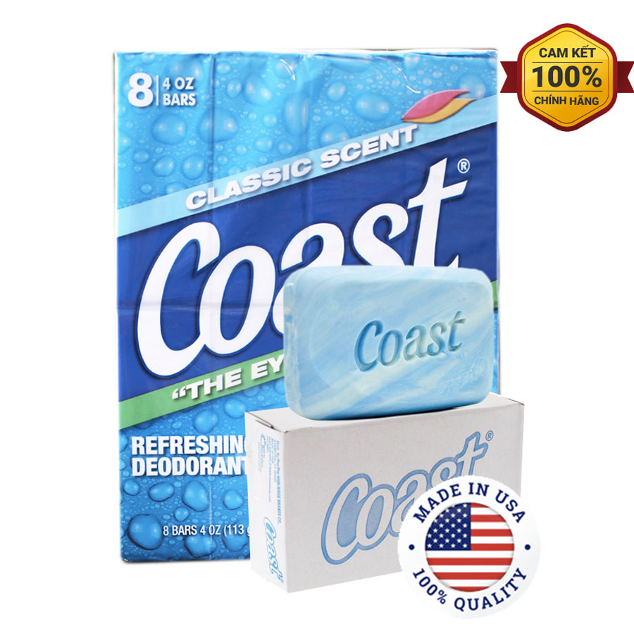 Lốc 8 cục xà phòng coast classic soap usa 113g/cục