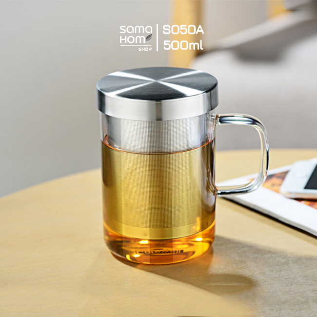 Ly lọc trà thủy tinh lõi inox samadoyo s050a 0.5l