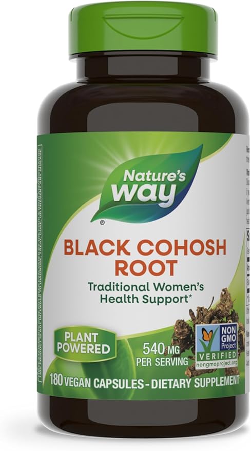 Nature's Way Black CoHosh Root 540mg - Viên uống bổ sung Estrogen, hỗ trợ tiền mãn kinh, giảm bốc hỏa 180 viên