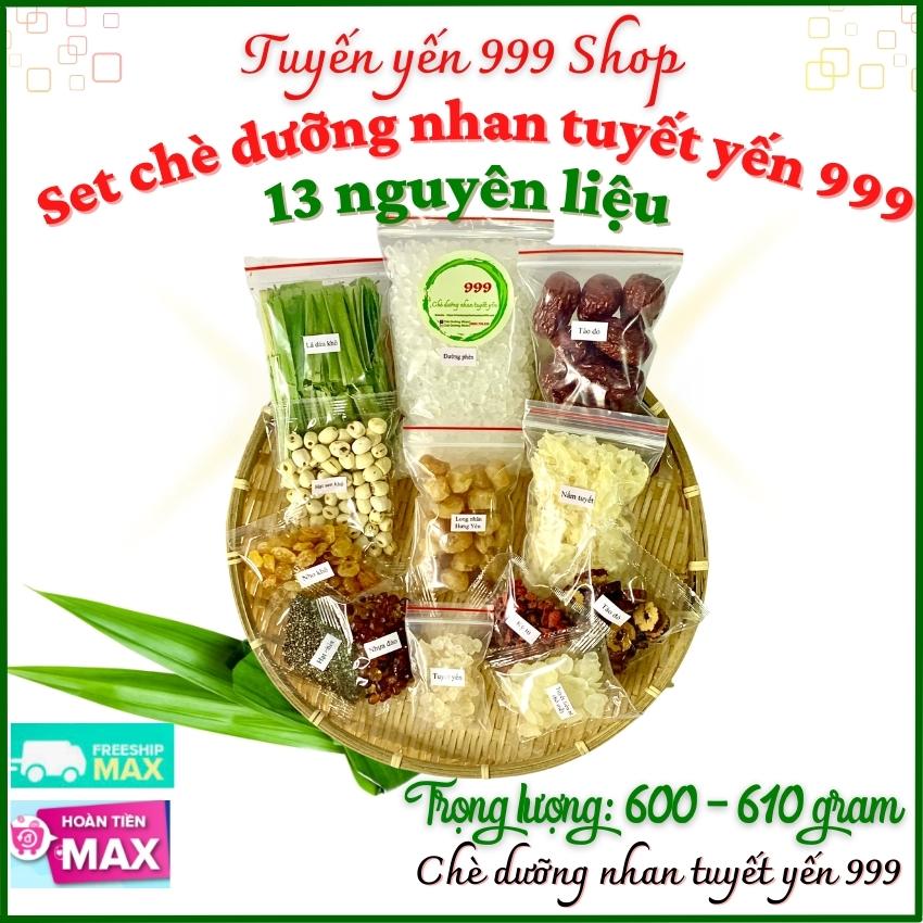 Set chè dưỡng nhan tuyết yến hạt sen 999 -13 nguyên liệu -Freeship-Mát lạnh ngày hè dùng cho 10-12 người 600 gram- 4 set tặng 100gr khô gà cay giòn rụm 28k-Tuyết yến 999 Shop