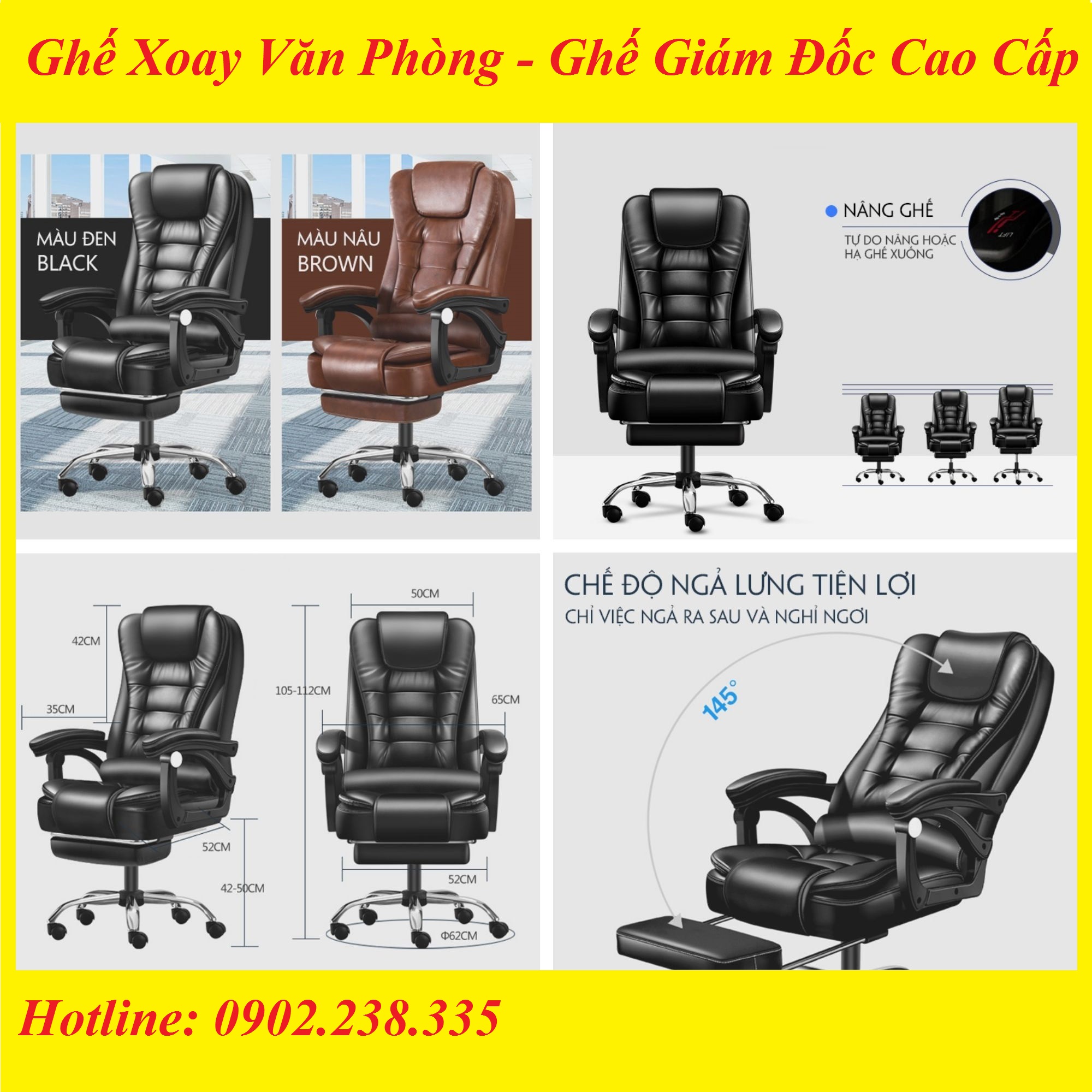 [Có Video] Ghế Văn Phòng Có Massage Kèm Để Chân Cao Cấp - Ghế Văn Phòng Chân Xoay, Ngả Lưng Kèm Massage Đa Năng, Ghế Làm Việc Bọc Da Kèm Ngả Lưng, Gác Chân Cao Cấp