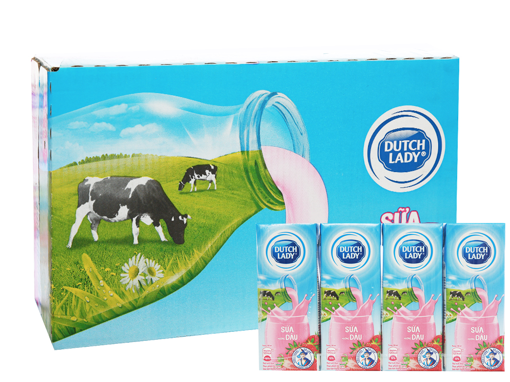 [HCM]Th&ugraveng 48 hộp sữa tiệt tr&ugraveng hương d&acircu Dutch Lady 180ml