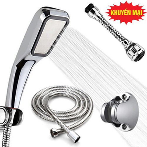 Combo bộ bát sen cầm tay tặng kèm đầu nối vòi rửa bát tăng áp