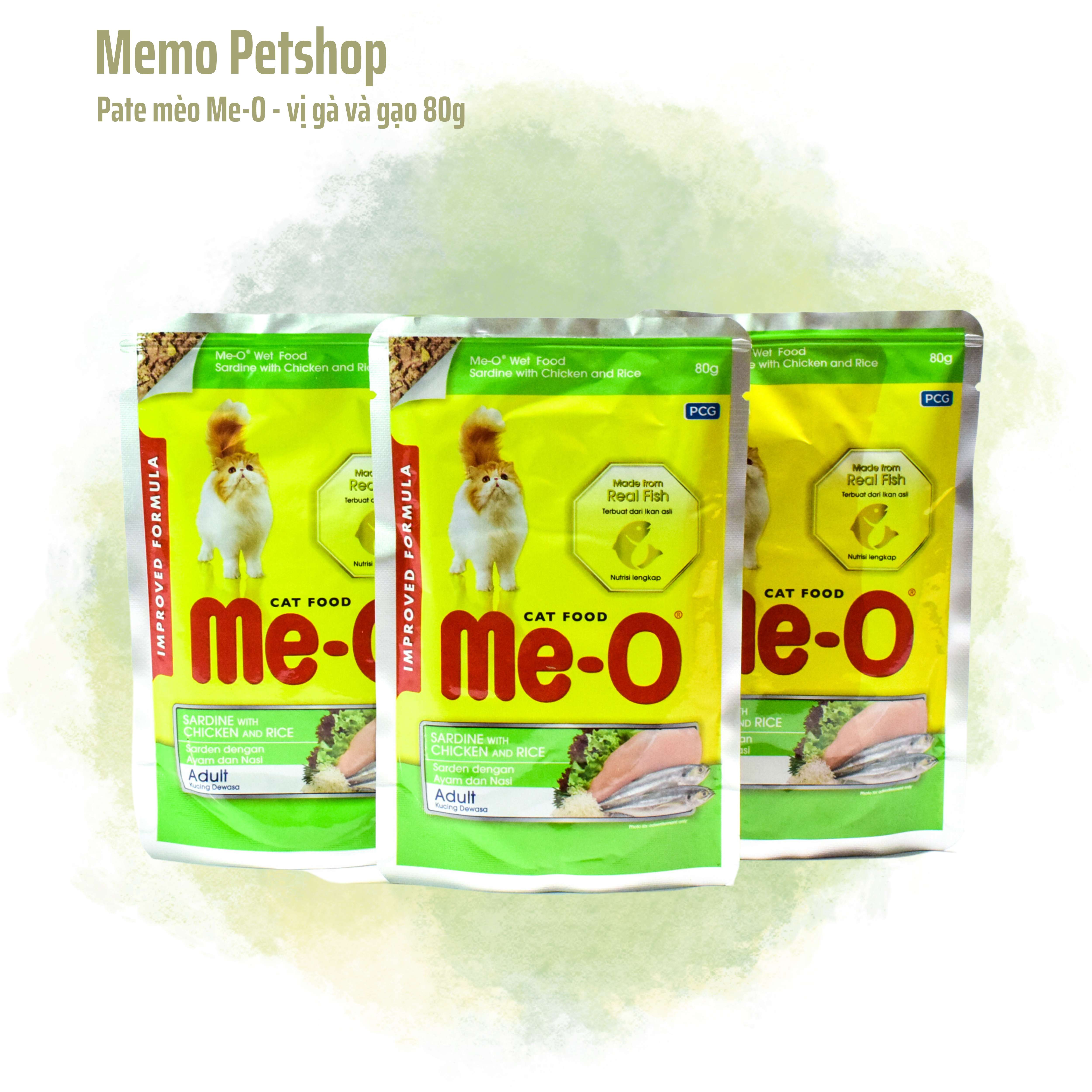 Pate cho mèo - me-o - vị thịt gà và gạo- gói 80g