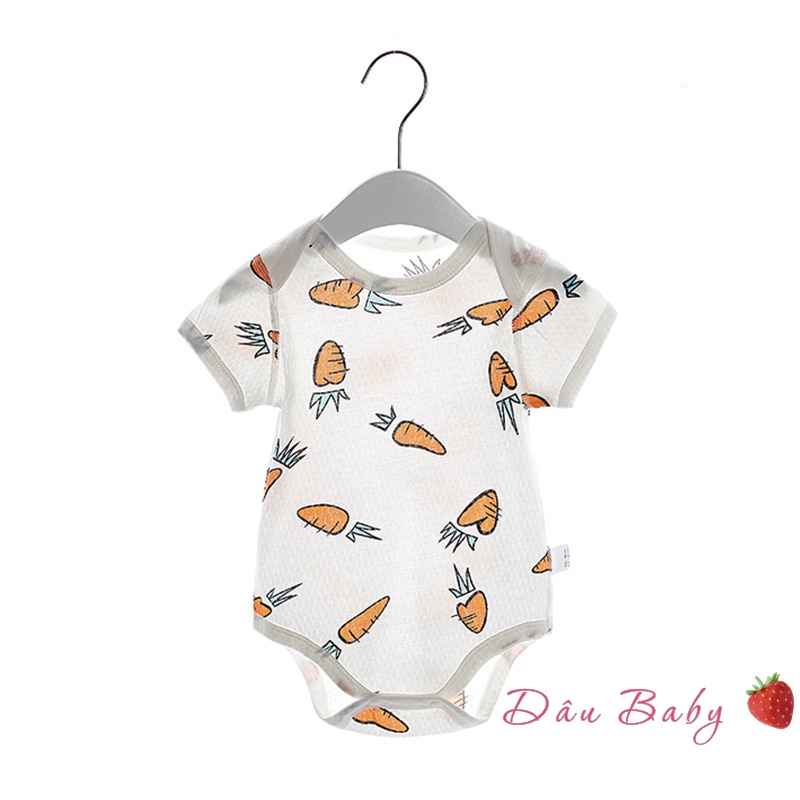 Bộ áo liền quần, Bộ Body jumsuit thoáng khí Cà rốt đáng yêu cho bé trai sơ sinh, bé gái sơ sinh