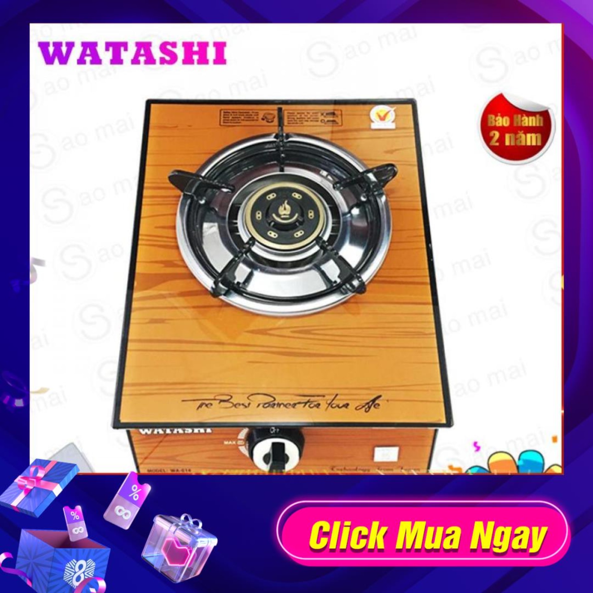 Bếp gas đơn watashi wa 014 sen đồng thau cao cấp