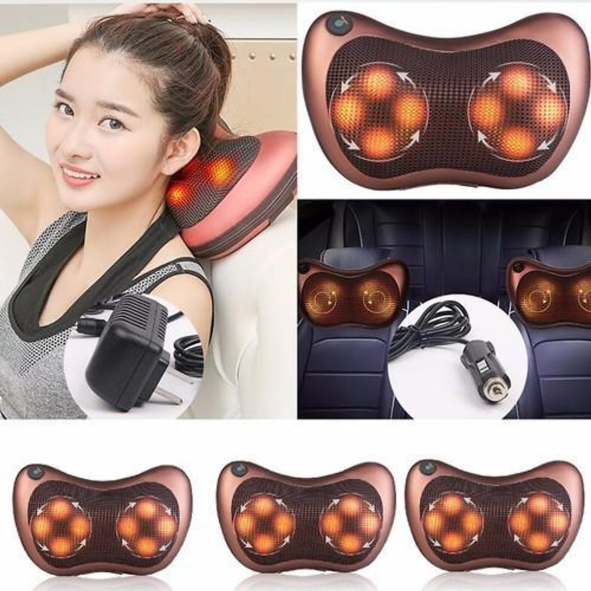 Gối massage toàn thân, Gối massage hồng ngoại 8 bi, gối massage cao cấp. Thiết kế nhỏ gọn, Đảo 2 Chiều Giúp Giảm Căng Cơ, Tăng Cường Lưu Thông Máu, Khí Huyết. BH 1 đổi 1. MUA NGAY!!!