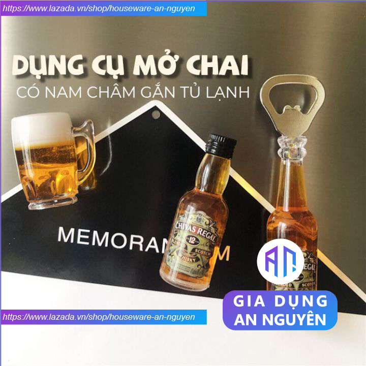 Dụng cụ khui bia, mở nắp chai hình chai bia có nam châm hít tủ lạnh